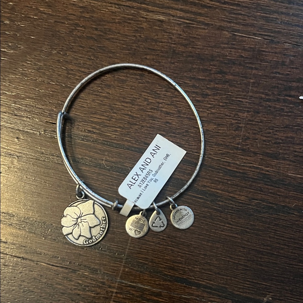 Alex and Ani Silver Floral Charm Bracelet godmother charms